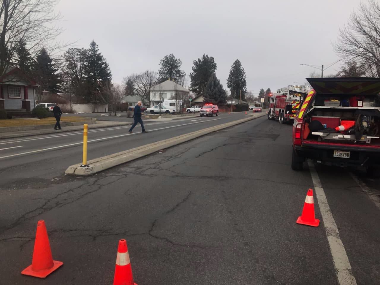 Vehicle hits bus stop, gas meter in Spokane Saturday